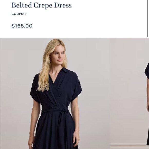 Navy Blue Belted Dress Size 16. Ralph Lauren. Women's A-line Classy Dress. - Picture 5 of 16